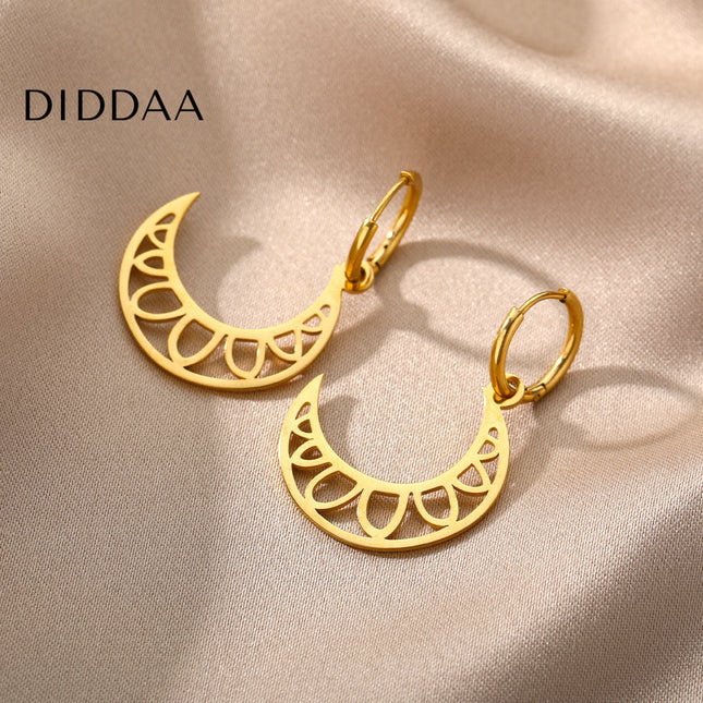 Grandeur Earrings | Gold Half Moon Hoop Earrings - Earrings