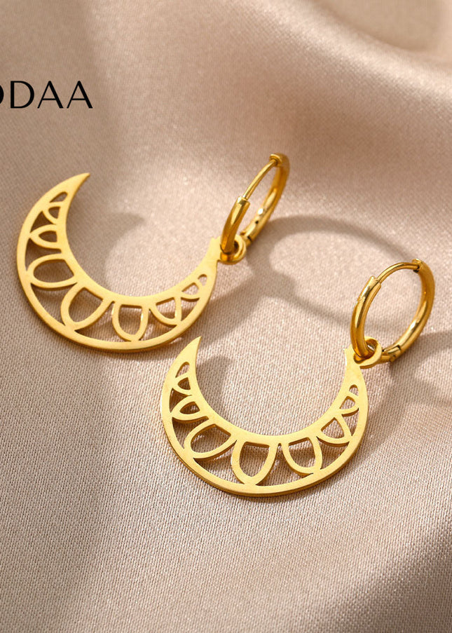 Grandeur Earrings | Gold Half Moon Hoop Earrings - Earrings