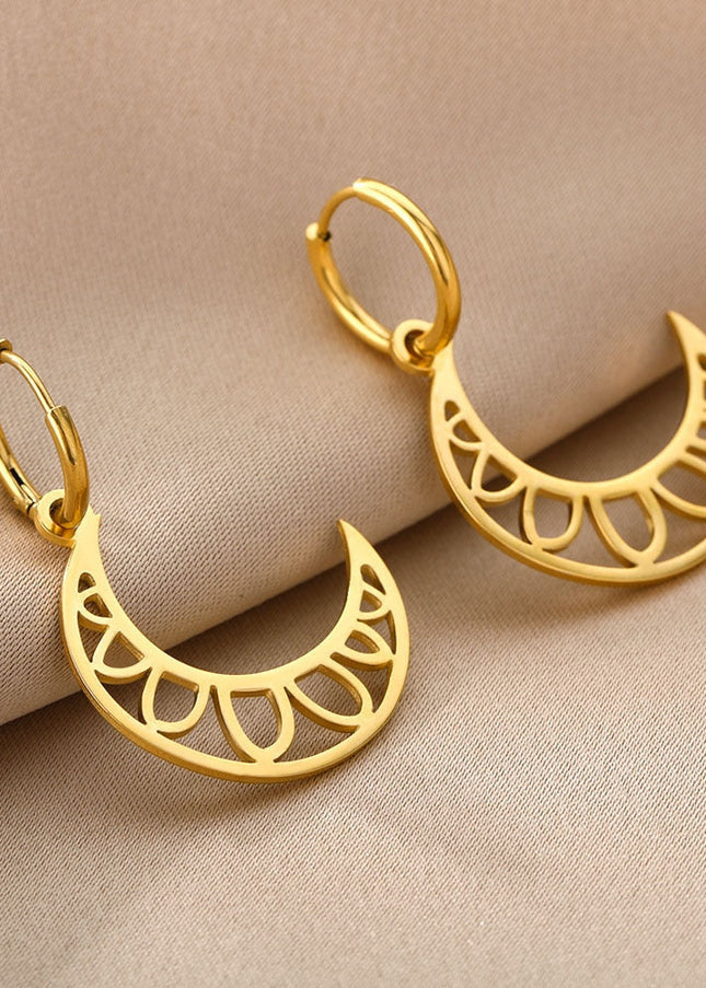 Grandeur Earrings | Gold Half Moon Hoop Earrings - Gold - Earrings