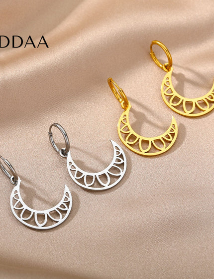 Grandeur Earrings | Gold Half Moon Hoop Earrings - Silver - Earrings
