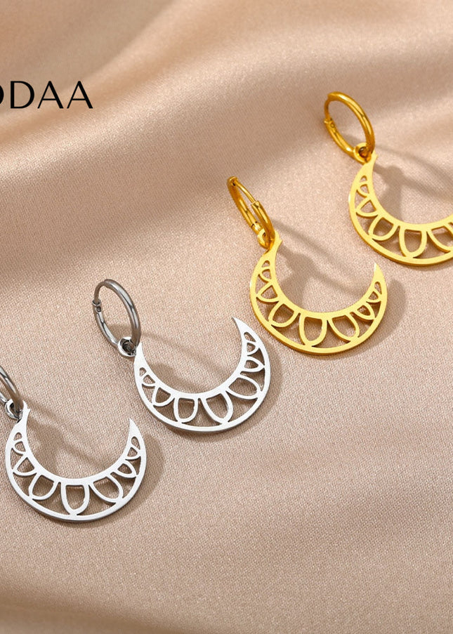 Grandeur Earrings | Gold Half Moon Hoop Earrings - Silver - Earrings