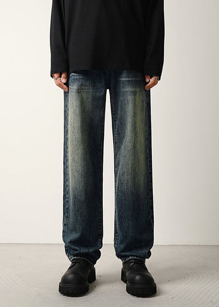 Graphite Vintage Distressed Wide Leg Jeans - 28 / Dark Blue - Men’s Jeans