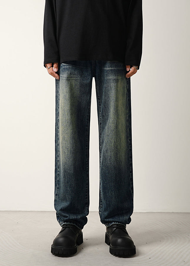 Graphite Vintage Distressed Wide Leg Jeans - 28 / Dark Blue - Men’s Jeans