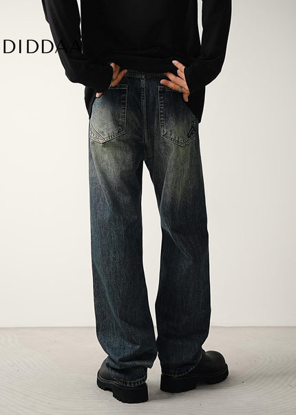 Graphite Vintage Distressed Wide Leg Jeans - Men’s Jeans
