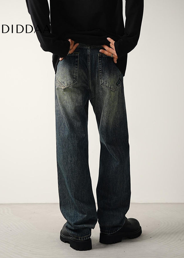 Graphite Vintage Distressed Wide Leg Jeans - Men’s Jeans