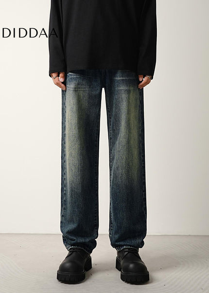 Graphite Vintage Distressed Wide Leg Jeans - Men’s Jeans