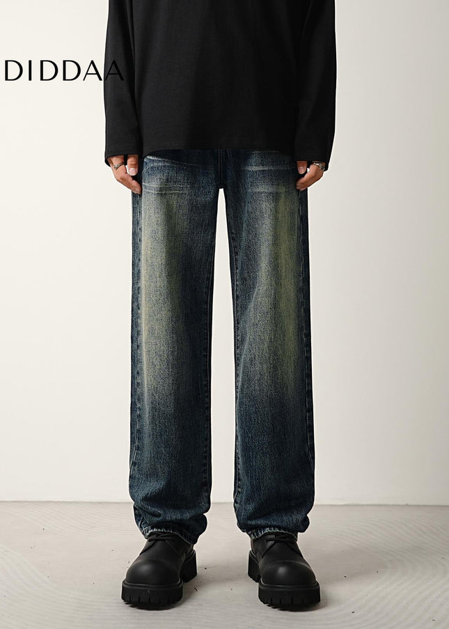 Graphite Vintage Distressed Wide Leg Jeans - Men’s Jeans