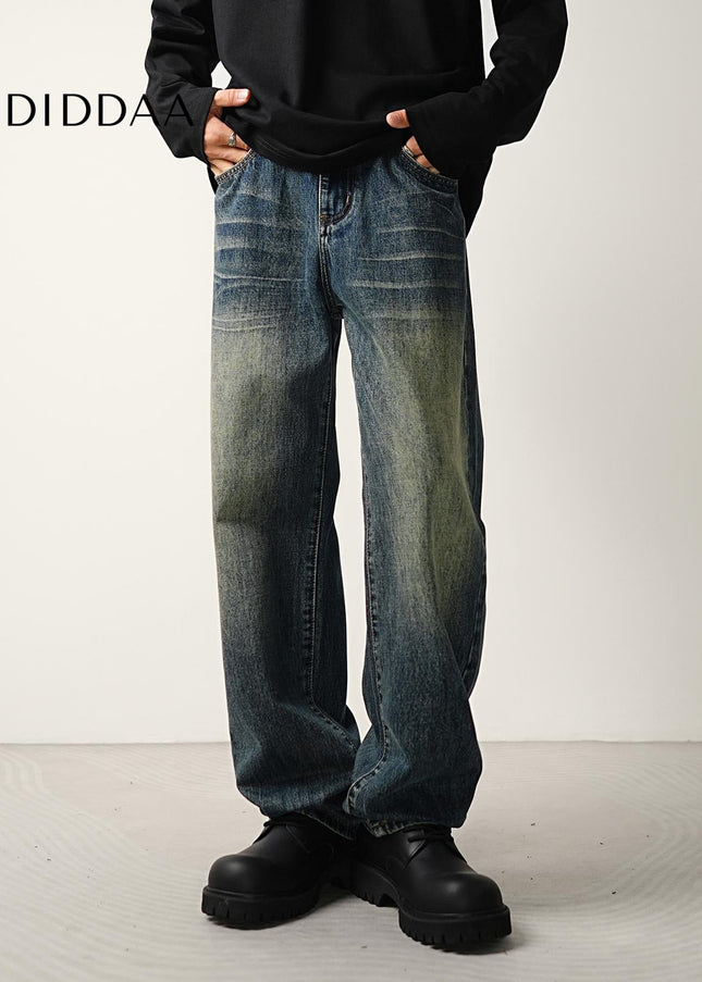 Graphite Vintage Distressed Wide Leg Jeans - Men’s Jeans