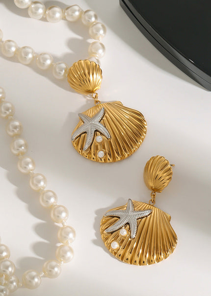 Jieding European and American stainless steel ocean earrings, light luxury, high-end earrings, design sense, niche earrings, titanium steel jewelry women