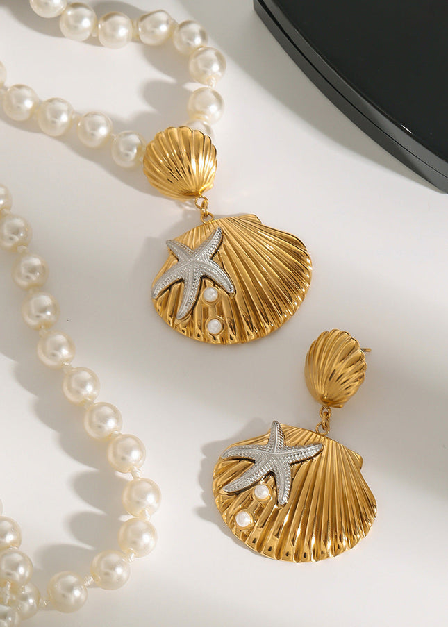 Jieding European and American stainless steel ocean earrings, light luxury, high-end earrings, design sense, niche earrings, titanium steel jewelry women