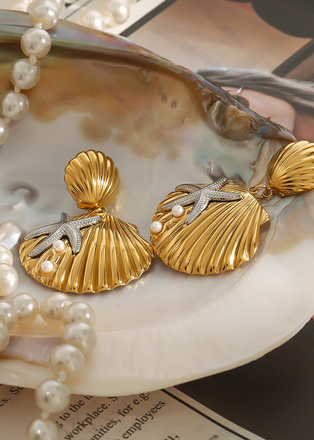 Jieding European and American stainless steel ocean earrings, light luxury, high-end earrings, design sense, niche earrings, titanium steel jewelry women