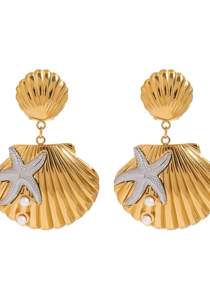 Jieding European and American stainless steel ocean earrings, light luxury, high-end earrings, design sense, niche earrings, titanium steel jewelry women