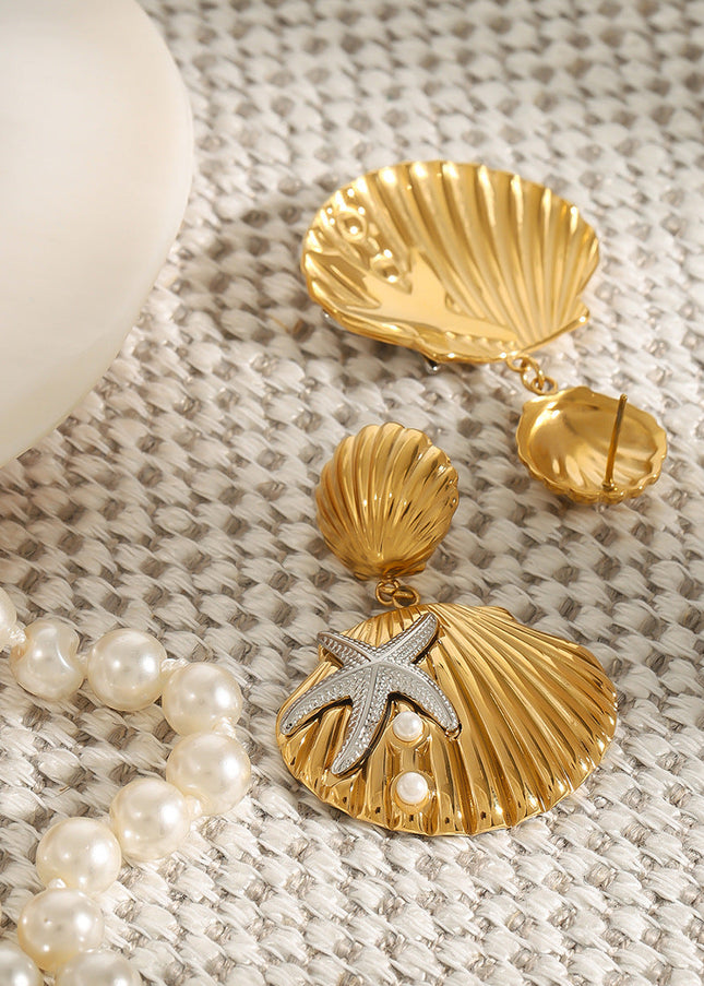 Jieding European and American stainless steel ocean earrings, light luxury, high-end earrings, design sense, niche earrings, titanium steel jewelry women