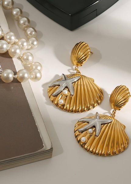 Jieding European and American stainless steel ocean earrings, light luxury, high-end earrings, design sense, niche earrings, titanium steel jewelry women