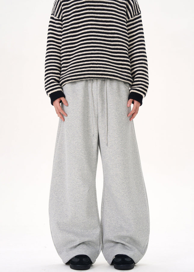 Gray Elasticated Waist Fleece Sweatpants Unisex Casual Pants - Unisex Sweatpants