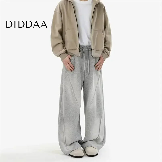 Gray Fleece Lined Loose Fit Casual Pants for Men - Unisex Sweatpants