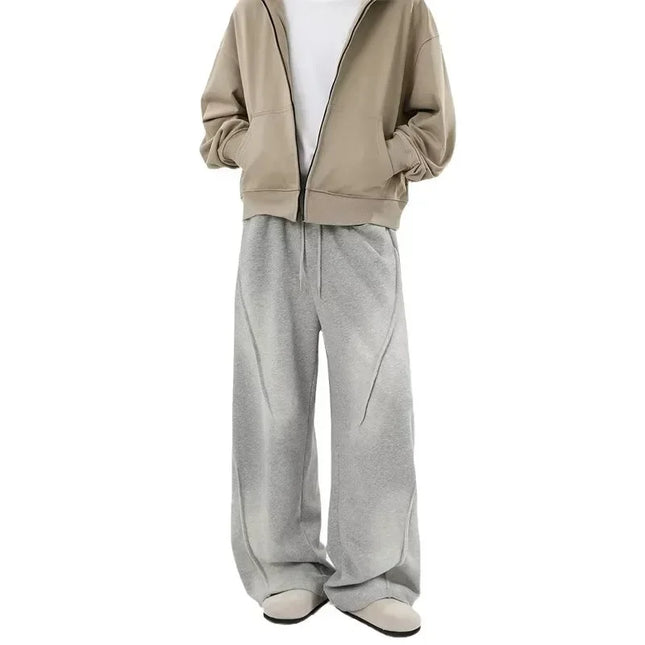 Gray Fleece Lined Loose Fit Casual Pants for Men - Unisex Sweatpants