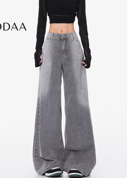 Gray Gradient Loose Wide-Leg Jeans for Women - S / Grey - Women’s Jeans