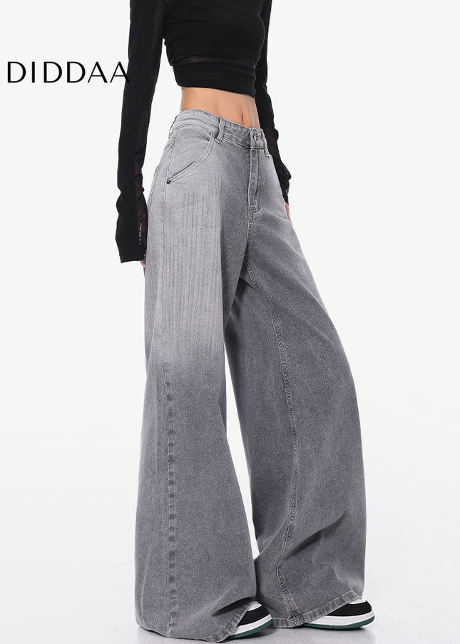 Gray Gradient Loose Wide-Leg Jeans for Women - Women’s Jeans
