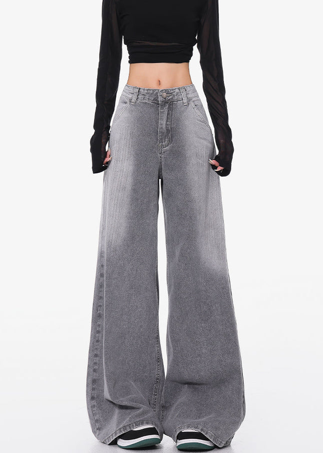Gray Gradient Loose Wide-Leg Jeans for Women - Women’s Jeans
