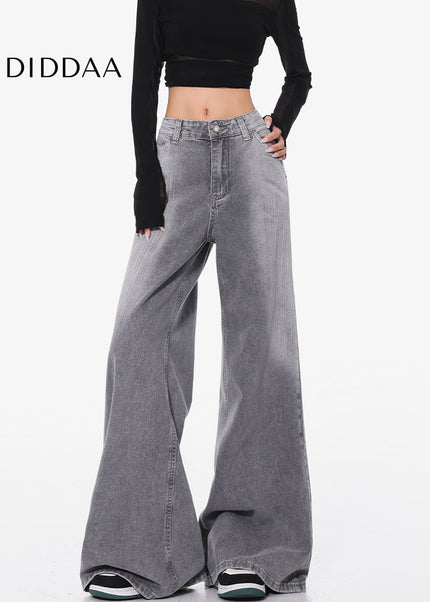 Gray Gradient Loose Wide-Leg Jeans for Women - Women’s Jeans