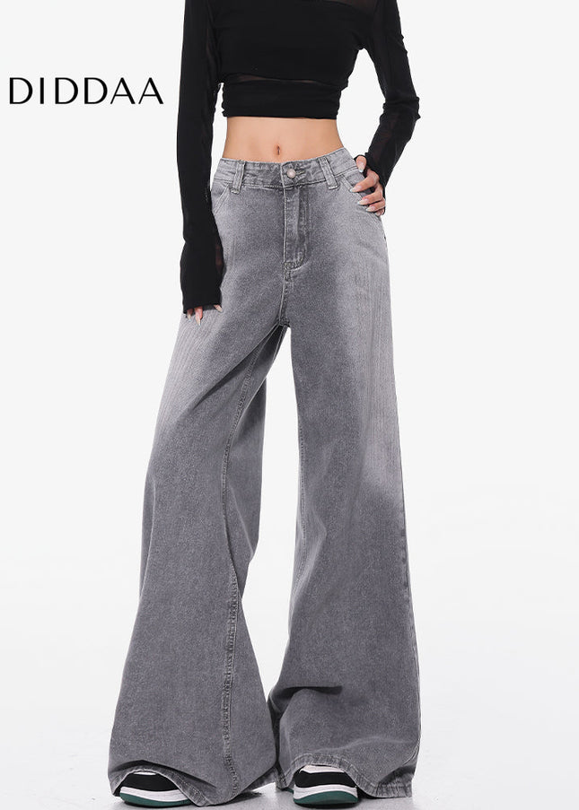 Gray Gradient Loose Wide-Leg Jeans for Women - Women’s Jeans
