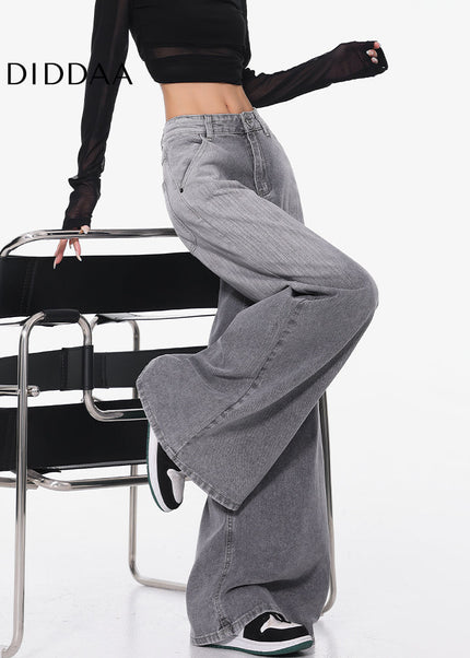 Gray Gradient Loose Wide-Leg Jeans for Women - Women’s Jeans