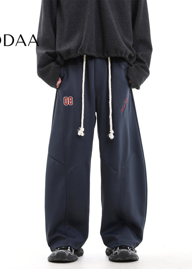 Gray Heavy Loose Scimitar Wide-Leg Pants for Men and Women - S / Dark Blue - Unisex Sweatpants