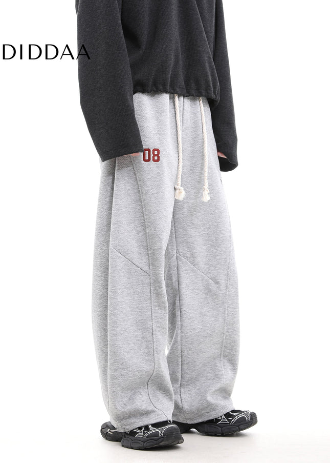 Gray Heavy Loose Scimitar Wide-Leg Pants for Men and Women - Unisex Sweatpants