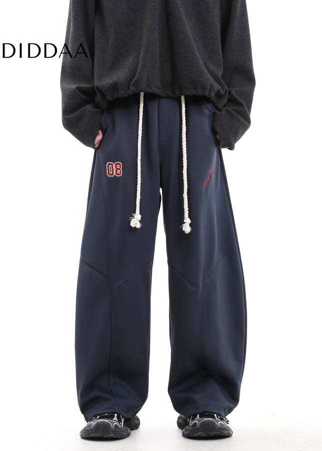 Gray Heavy Loose Scimitar Wide-Leg Pants for Men and Women - Unisex Sweatpants