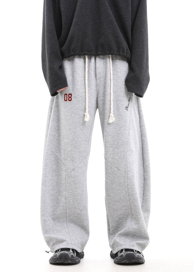 Gray Heavy Loose Scimitar Wide-Leg Pants for Men and Women - Unisex Sweatpants