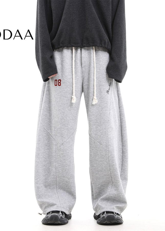 Gray Heavy Loose Scimitar Wide-Leg Pants for Men and Women - Unisex Sweatpants