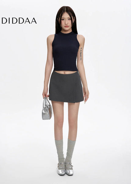 Gray High Waist A-Line Skirt for Summer Fashion - Skirts