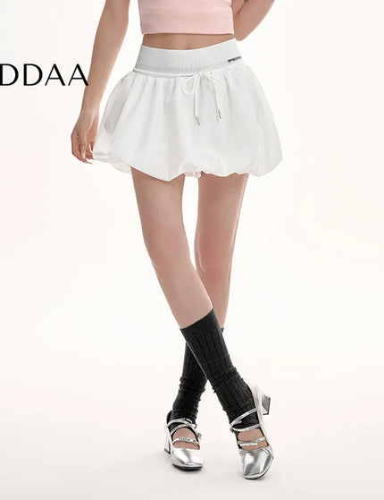 Gray High Waist Fluffy A-Line Summer Skirt for Women - S / White - Skirts