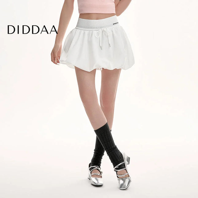 Gray High Waist Fluffy A-Line Summer Skirt for Women - S / White - Skirts