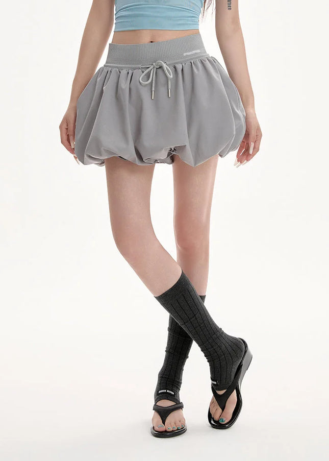 Gray High Waist Fluffy A-Line Summer Skirt for Women - Skirts