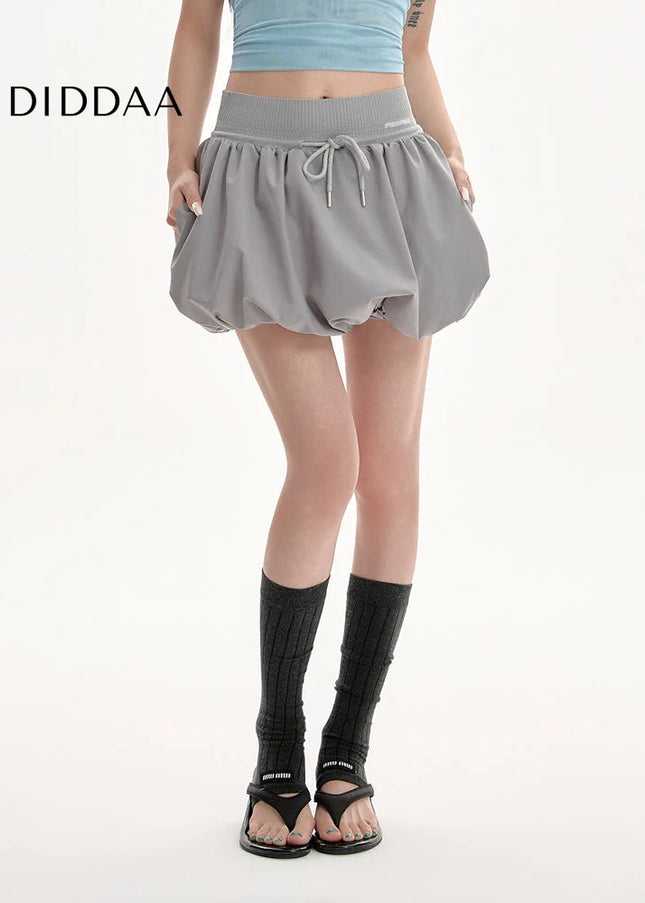 Gray High Waist Fluffy A-Line Summer Skirt for Women - Skirts