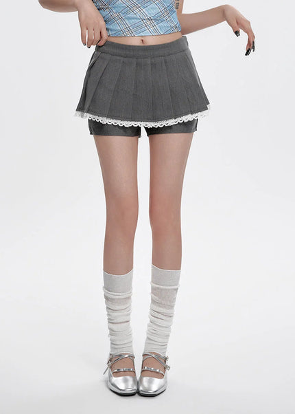 Gray High Waist Pleated A-Line Skirt for Women - Skirts