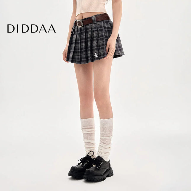 Gray High Waist Slim A-Line Pleated Skirt for Women - S / Black - Skirts