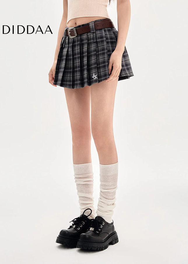 Gray High Waist Slim A-Line Pleated Skirt for Women - Skirts