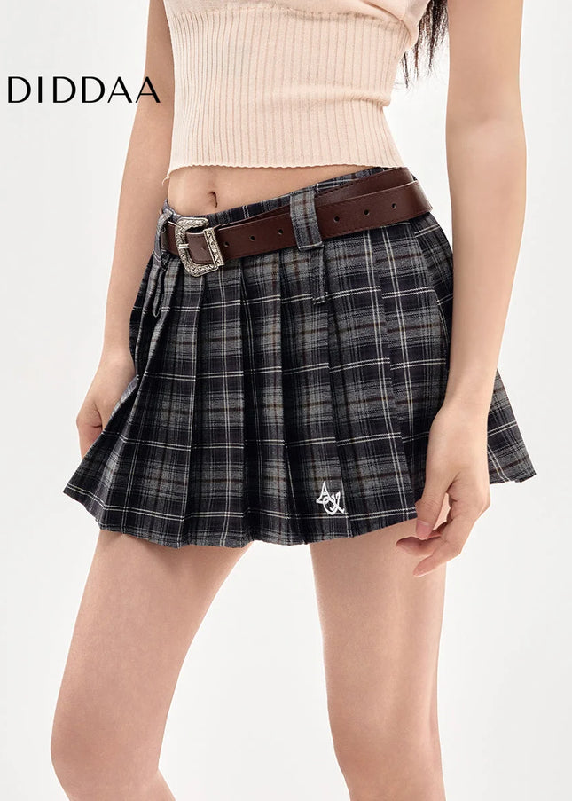 Gray High Waist Slim A-Line Pleated Skirt for Women - Skirts
