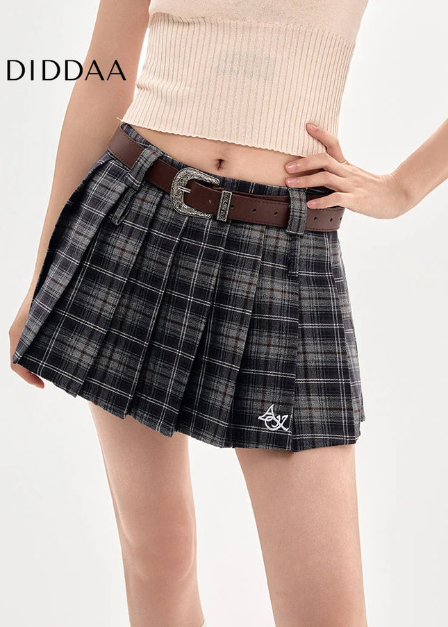 Gray High Waist Slim A-Line Pleated Skirt for Women - Skirts