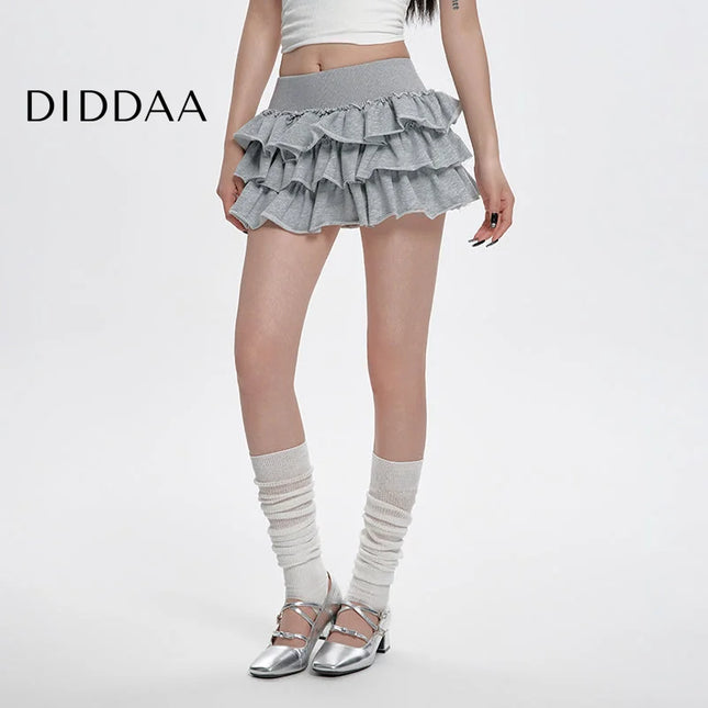 Gray High-Waisted A-Line Puffy Cake Skirt for Women - S / Grey - Skirts