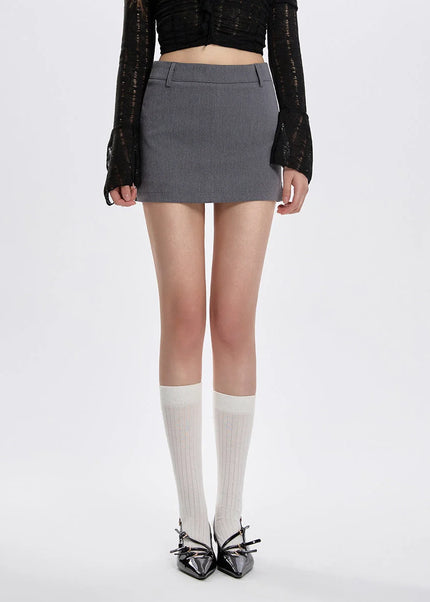 Gray High-Waisted A-Line Skirt for Cool Girls - Skirts