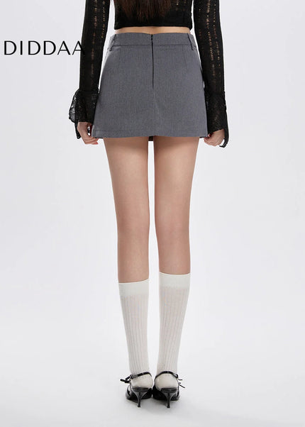 Gray High-Waisted A-Line Skirt for Cool Girls - Skirts