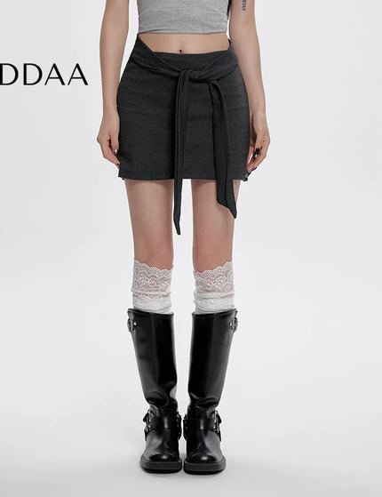 Gray High-Waisted A-Line Strappy Skirt for Women - S / Grey - Skirts
