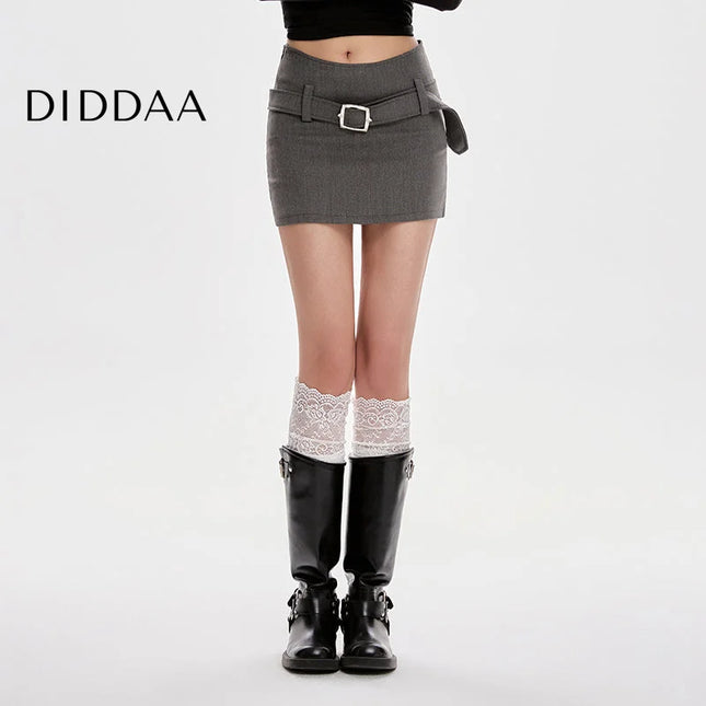 Gray High-Waisted Slim A-Line Short Skirt for Women - S / Grey - Skirts