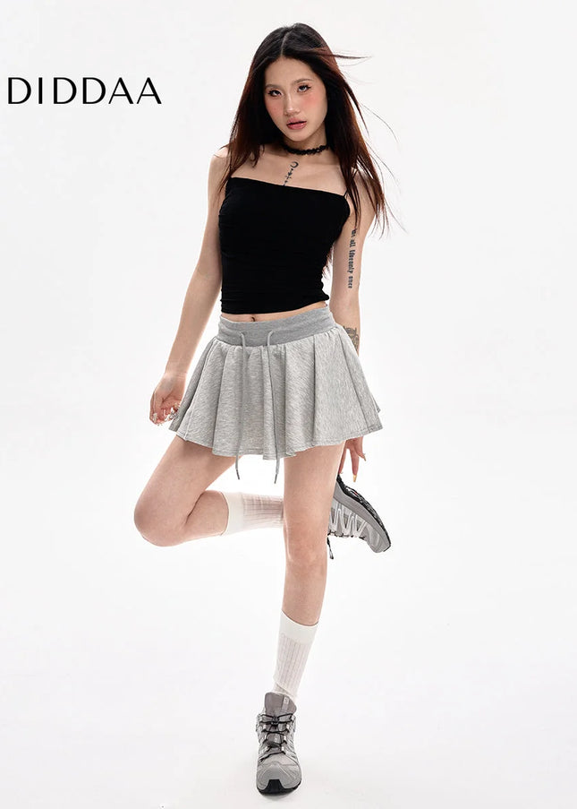 Gray High-Waisted Slim A-Line Skirt for Women Summer 2025 - Skirts