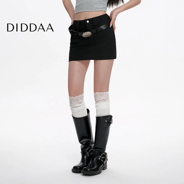 Gray High-Waisted Slim A-Line Skirt for Women Summer - S / Black - Skirts
