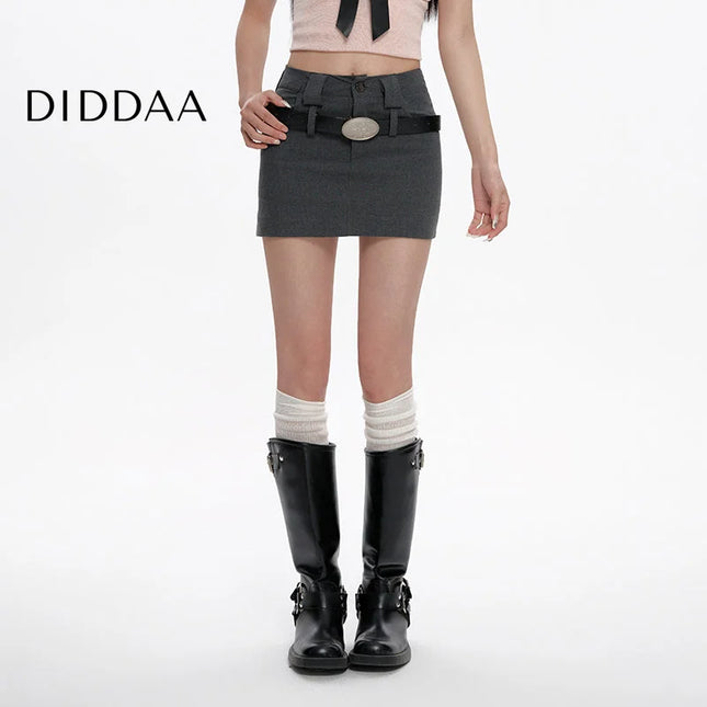 Gray High-Waisted Slim A-Line Skirt for Women Summer - S / Grey - Skirts